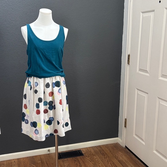 NWT THEORY Muliticolor Silk strapless halter Mini Dress Skirt w bandeaux top - Picture 11 of 11